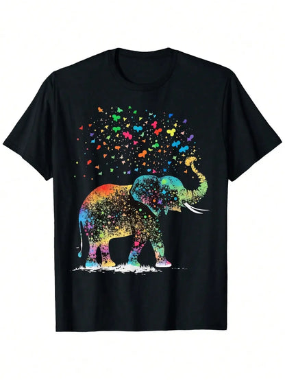 Geometric Elephant Graphic T-Shirt 100% Cotton