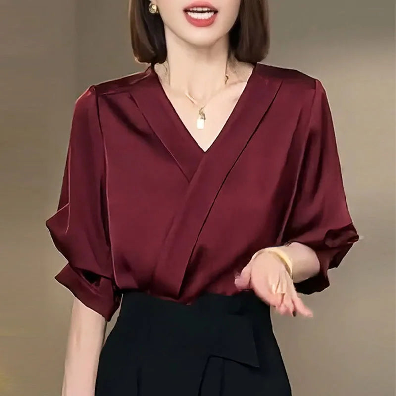 Women's Blouse V-neck Shirt