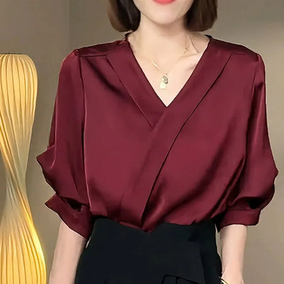 Women's Blouse V-neck Shirt