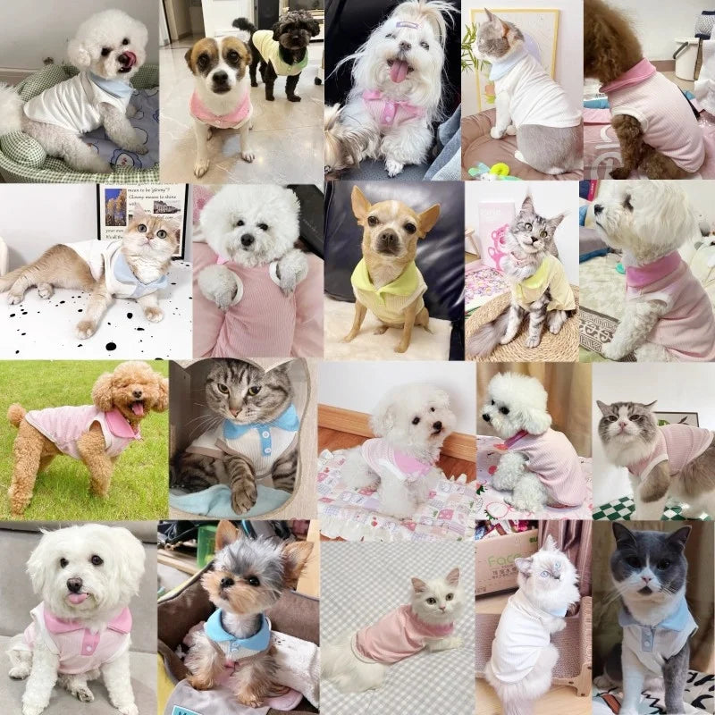 Polo Shirt Dog Cat Clothes Breathable Vest