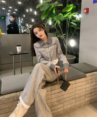 Grey  Top and Pant Sets  2 Pieces Professional