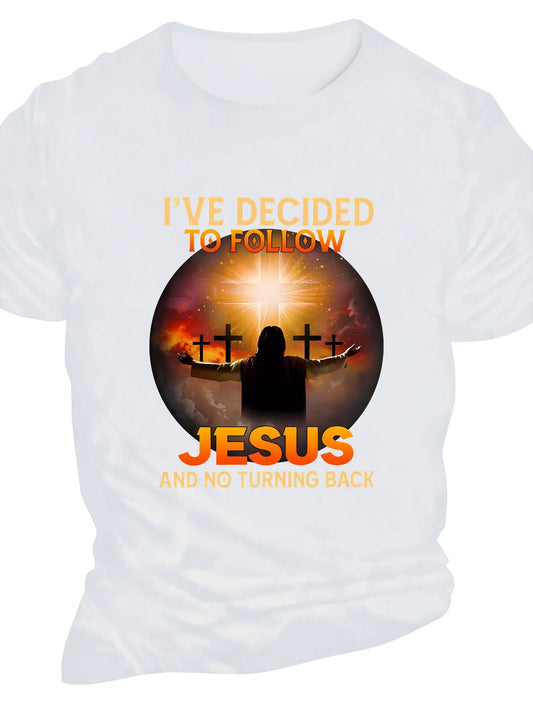 Plus Size Men's Casual T-Shirt with Print