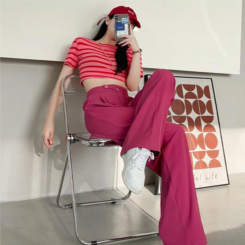 Wide Office Trousers  High Waist