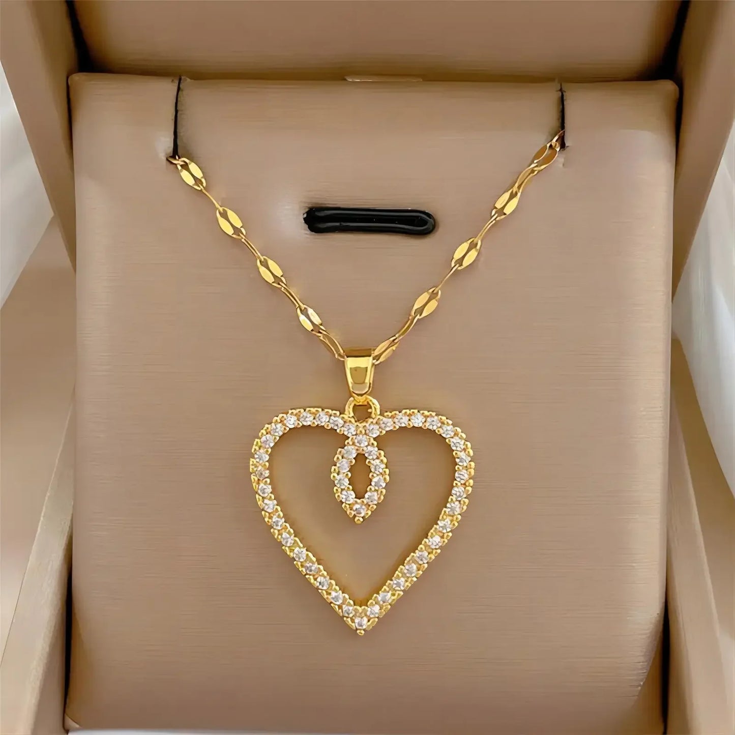 Stainless Steel Zirconia Gold Color Necklace