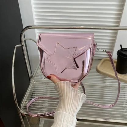 Pentagram Crossbody Shoulder Bag, Patent Leather