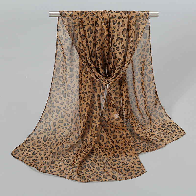 Leopard Print Chiffon Scarf Shawl