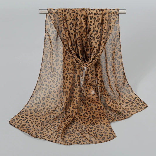 Leopard Print Chiffon Scarf Shawl