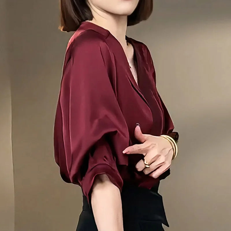 Women's Blouse V-neck Shirt