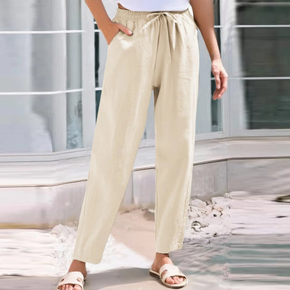 Women Cropped Pants Cotton Linen