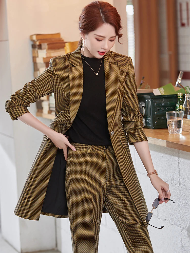 2 Piece Suit  Yellow Gray Red Plaid