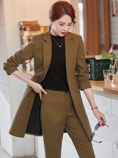 2 Piece Suit  Yellow Gray Red Plaid