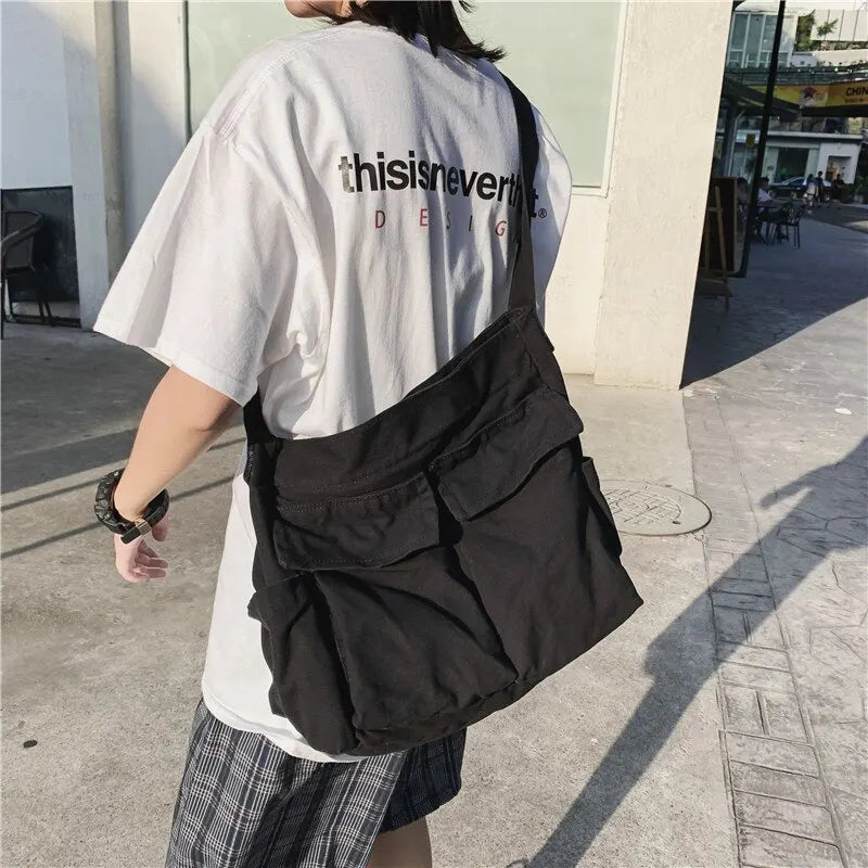 Vintage Canvas Shoulder Crossbody Tote Bag
