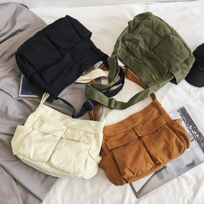 Vintage Canvas Shoulder Crossbody Tote Bag