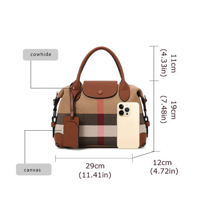 Exquisite women's bag canvas and leather