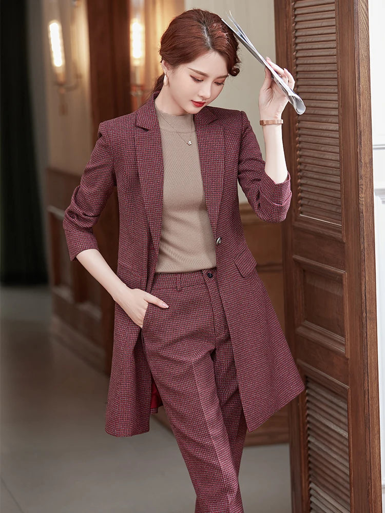 2 Piece Suit  Yellow Gray Red Plaid