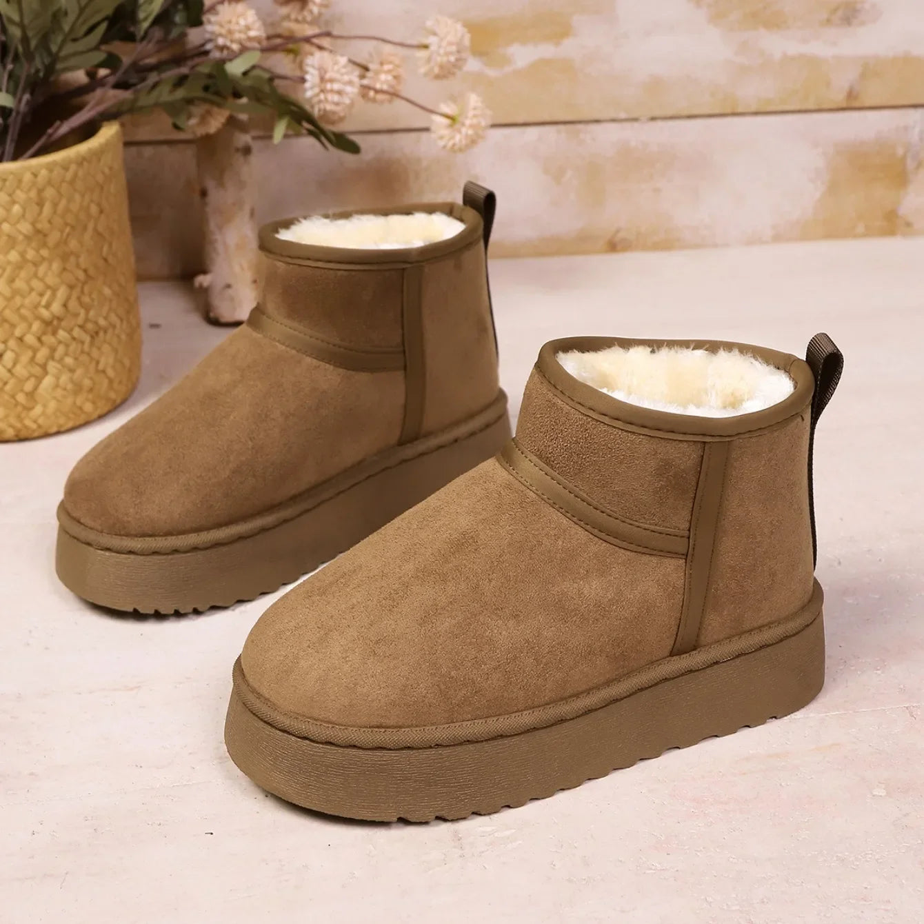 Real Sheepskin Wool Low-cut Warm Ladies Boots