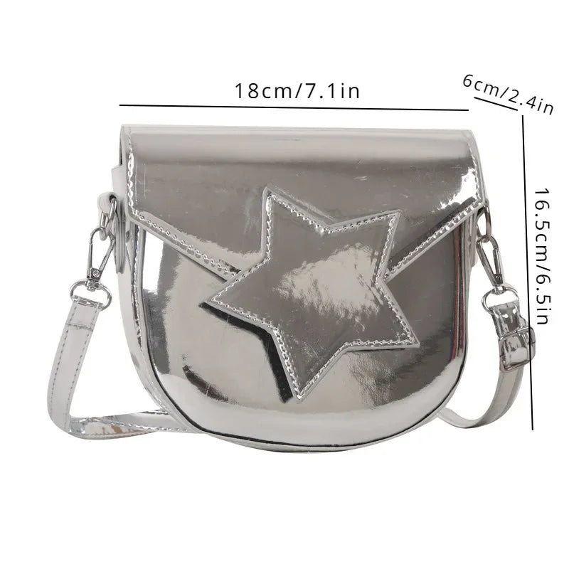 Pentagram Crossbody Shoulder Bag, Patent Leather