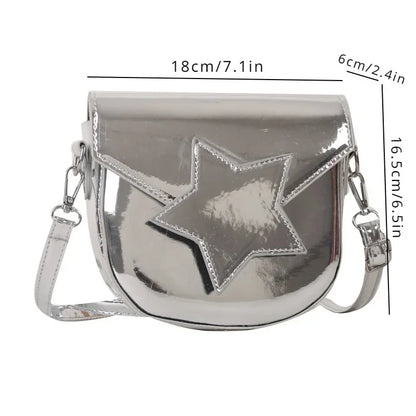 Pentagram Crossbody Shoulder Bag, Patent Leather