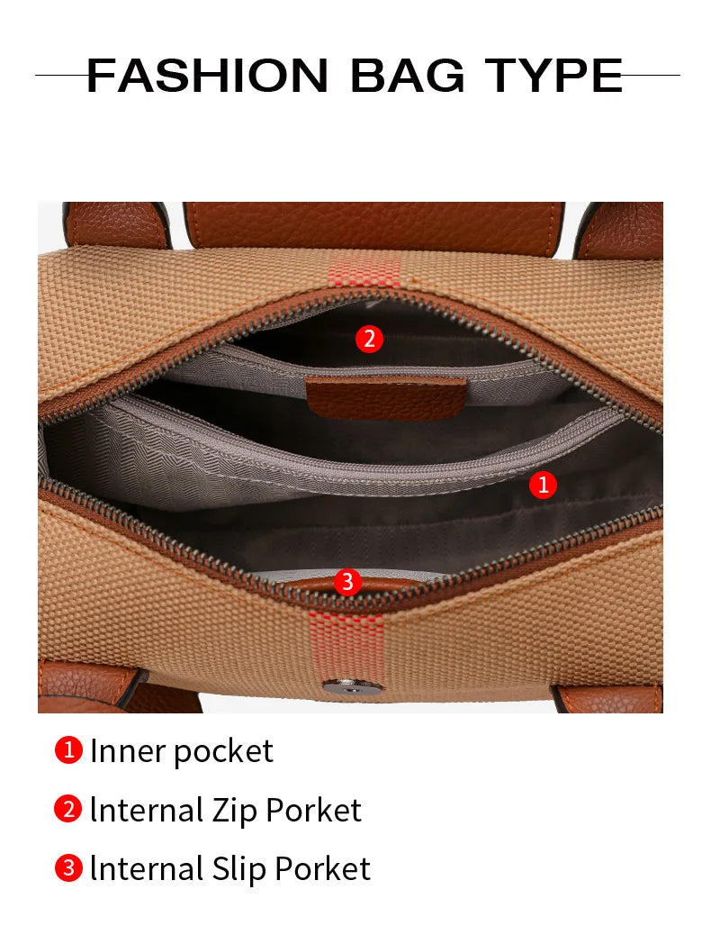 Exquisite women's bag canvas and leather