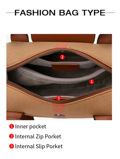 Exquisite women's bag canvas and leather