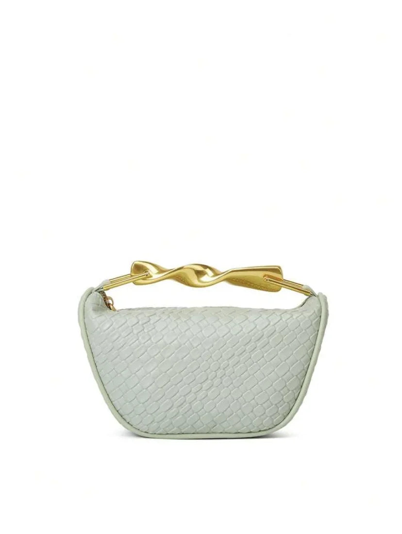 Half-Moon Bucket Woven Straw Handbag