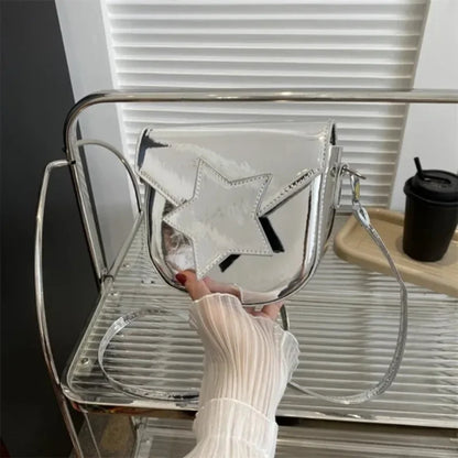 Pentagram Crossbody Shoulder Bag, Patent Leather