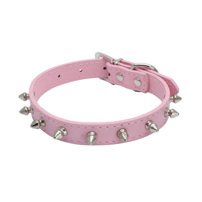 Cool Cat Dog Collar Leather Spiked Studded Collars