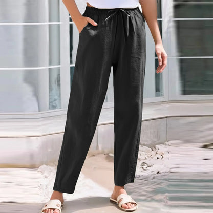 Women Cropped Pants Cotton Linen