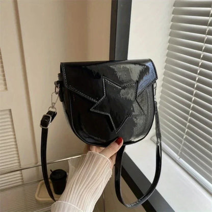 Pentagram Crossbody Shoulder Bag, Patent Leather