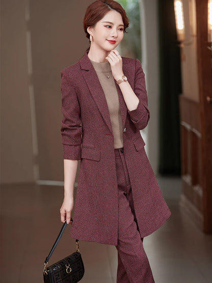 2 Piece Suit  Yellow Gray Red Plaid