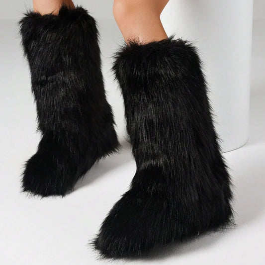Furry Knee-High Luxury Winter Boots
