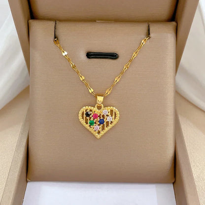 Stainless Steel Zirconia Gold Color Necklace