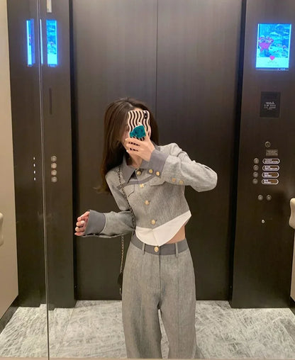 Grey  Top and Pant Sets  2 Pieces Professional