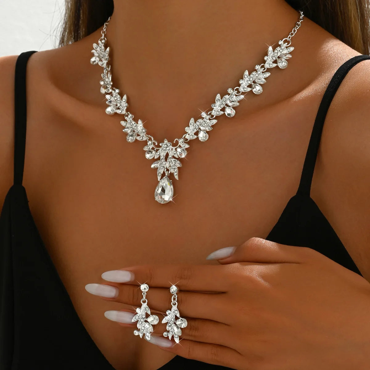 Necklace Earrings Set  Crystal