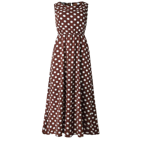 Sleeveless Long Skirt Polka Dot Printing