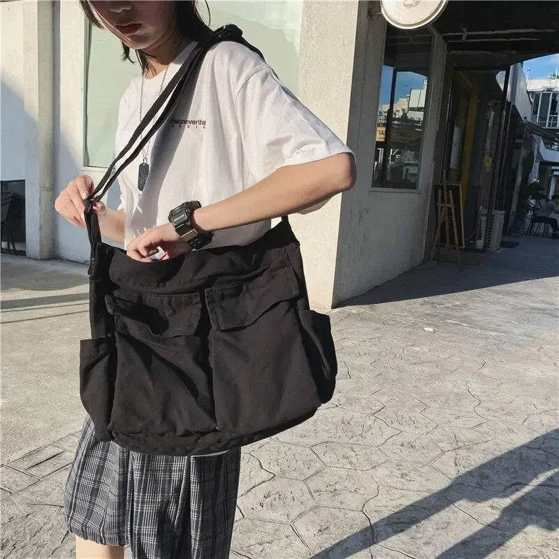 Vintage Canvas Shoulder Crossbody Tote Bag