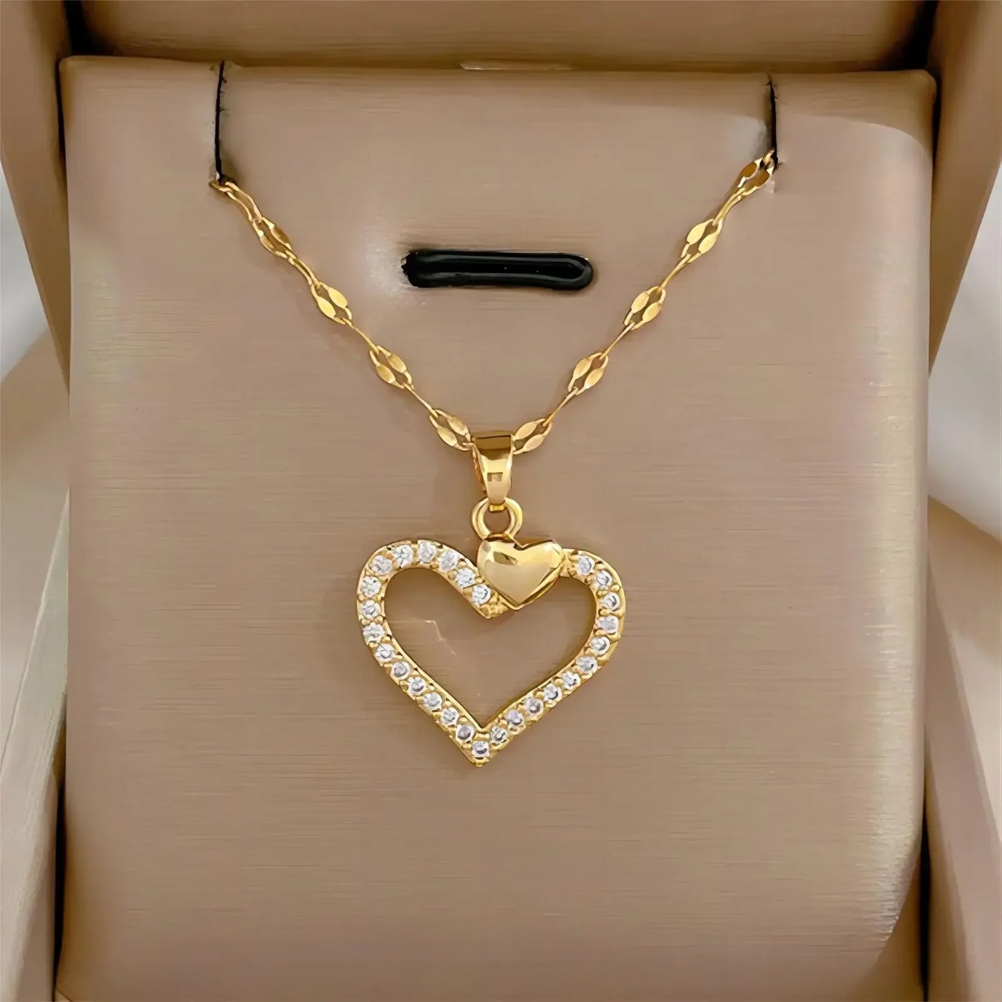 Stainless Steel Zirconia Gold Color Necklace