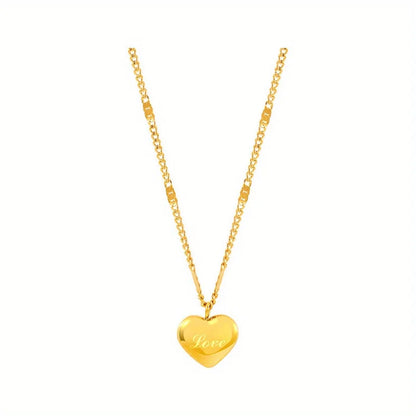 1pcs Golden Heart Stainless Steel Necklace