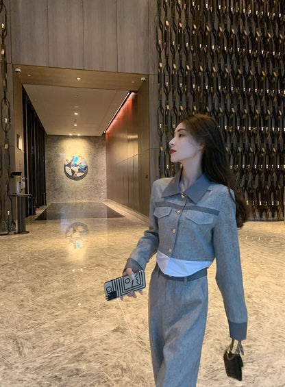 Grey  Top and Pant Sets  2 Pieces Professional