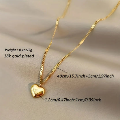 1pcs Golden Heart Stainless Steel Necklace