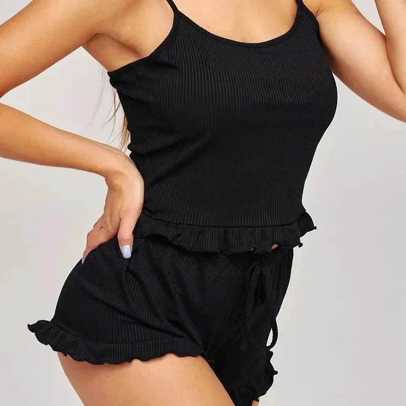 Women's 2 Suspenders Homewear Soft Pajamas