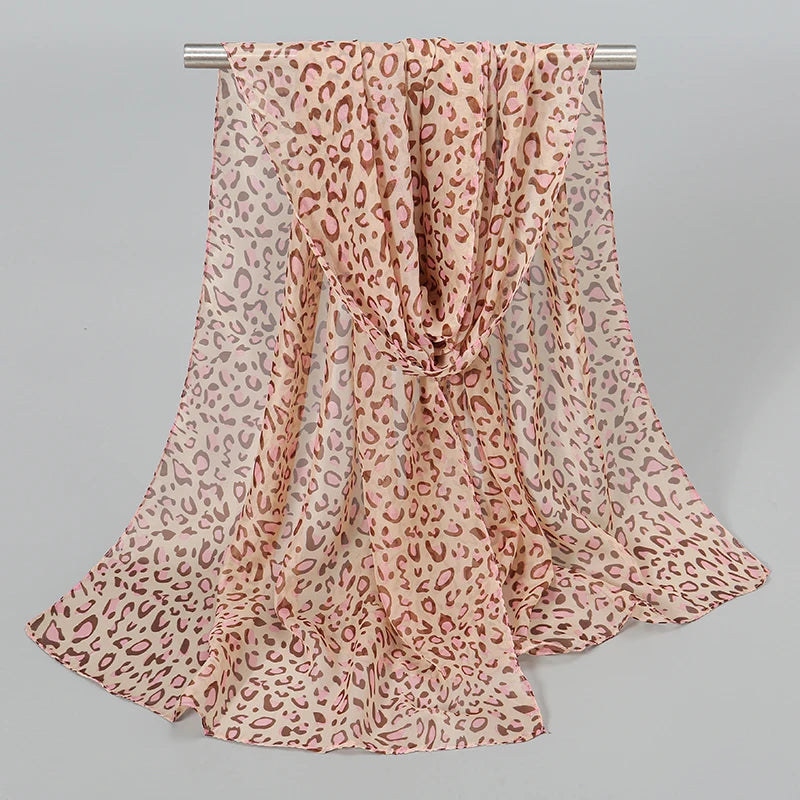 Leopard Print Chiffon Scarf Shawl